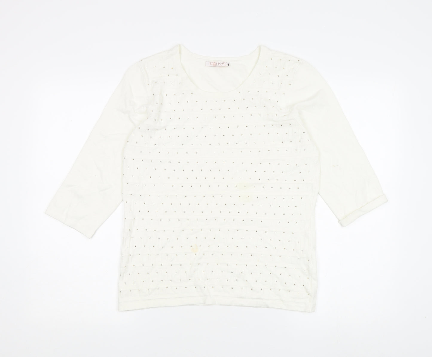 Anna Rose Women’s White Studded T-Shirt, Size M