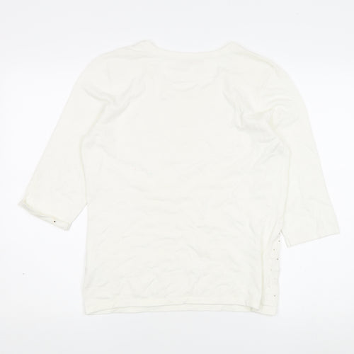 Anna Rose Women’s White Studded T-Shirt, Size M