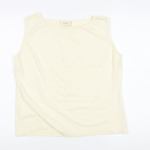 INTOWN Women's Ivory Round Neck Tank Size L