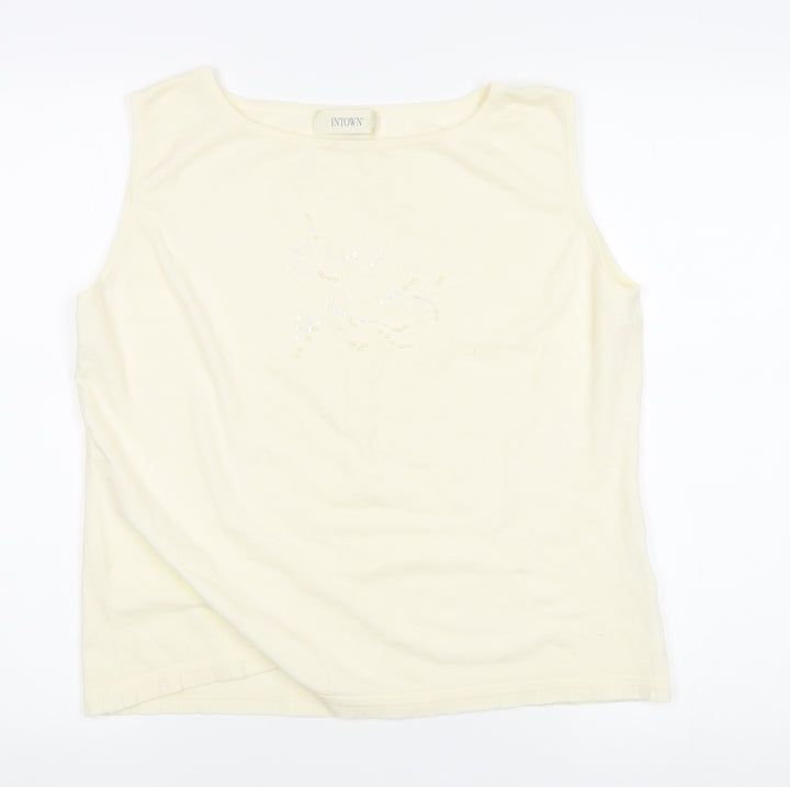 INTOWN Women's Ivory Round Neck Tank Size L