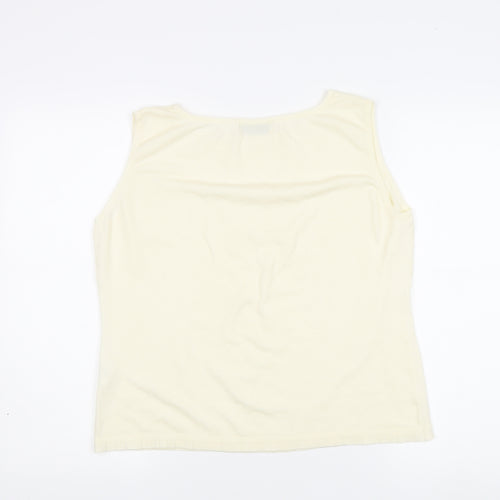 INTOWN Women's Ivory Round Neck Tank Size L