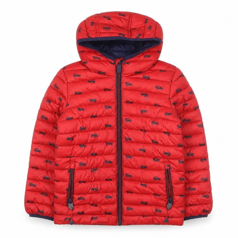 Joules Boys Red Car Print Puffer Jacket, 6 Years, Autumn Winter