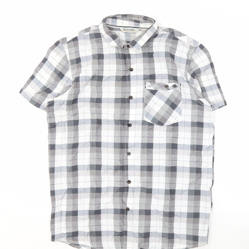 Regatta Men's Grey Plaid Short Sleeve Shirt M