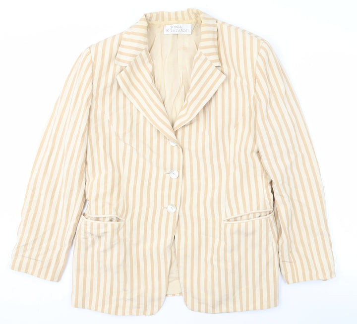 Sonia Lazaroff Women's Beige Striped Blazer, UK 20