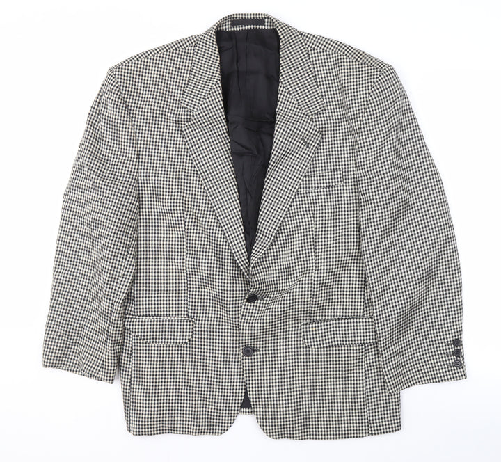Pinstripe Men's Check Blazer, Grey, Size 40, Business Wear