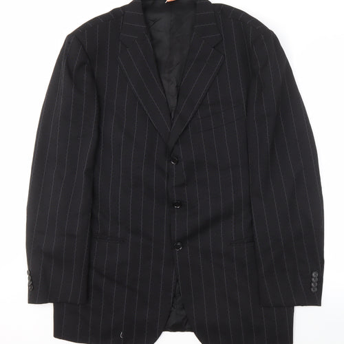 Pal Zileri Men's Black Striped Wool Blazer Size UK 42R