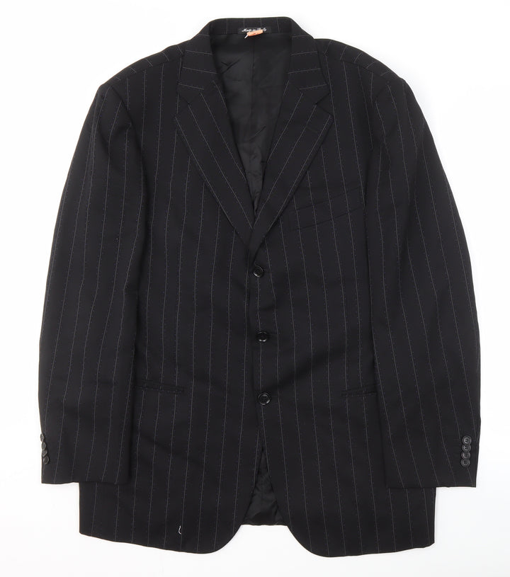 Pal Zileri Men's Black Striped Wool Blazer Size UK 42R