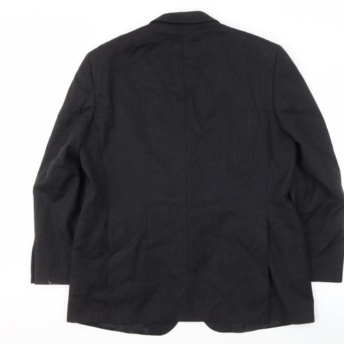 DAKS Men's Black Short Wool Blazer, 42S, Formal Style