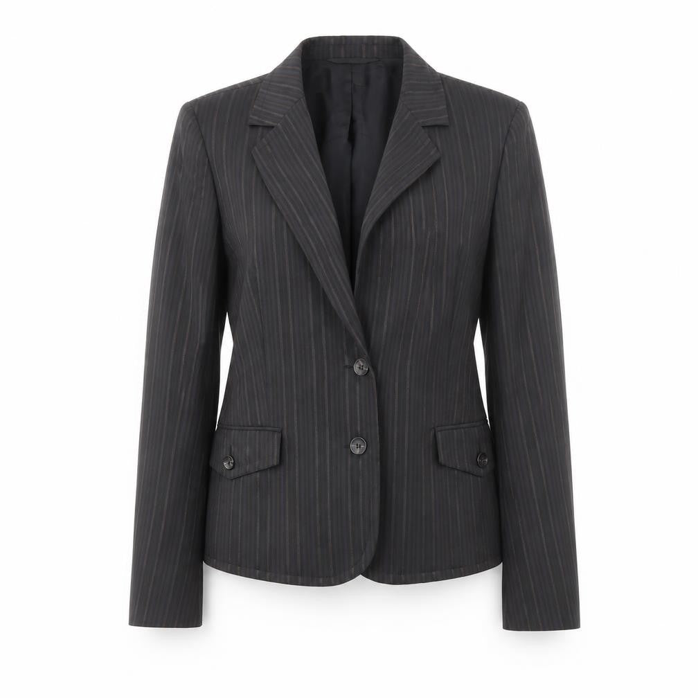 Front view of Mexx Women's Black Pinstripe Blazer UK, size 10