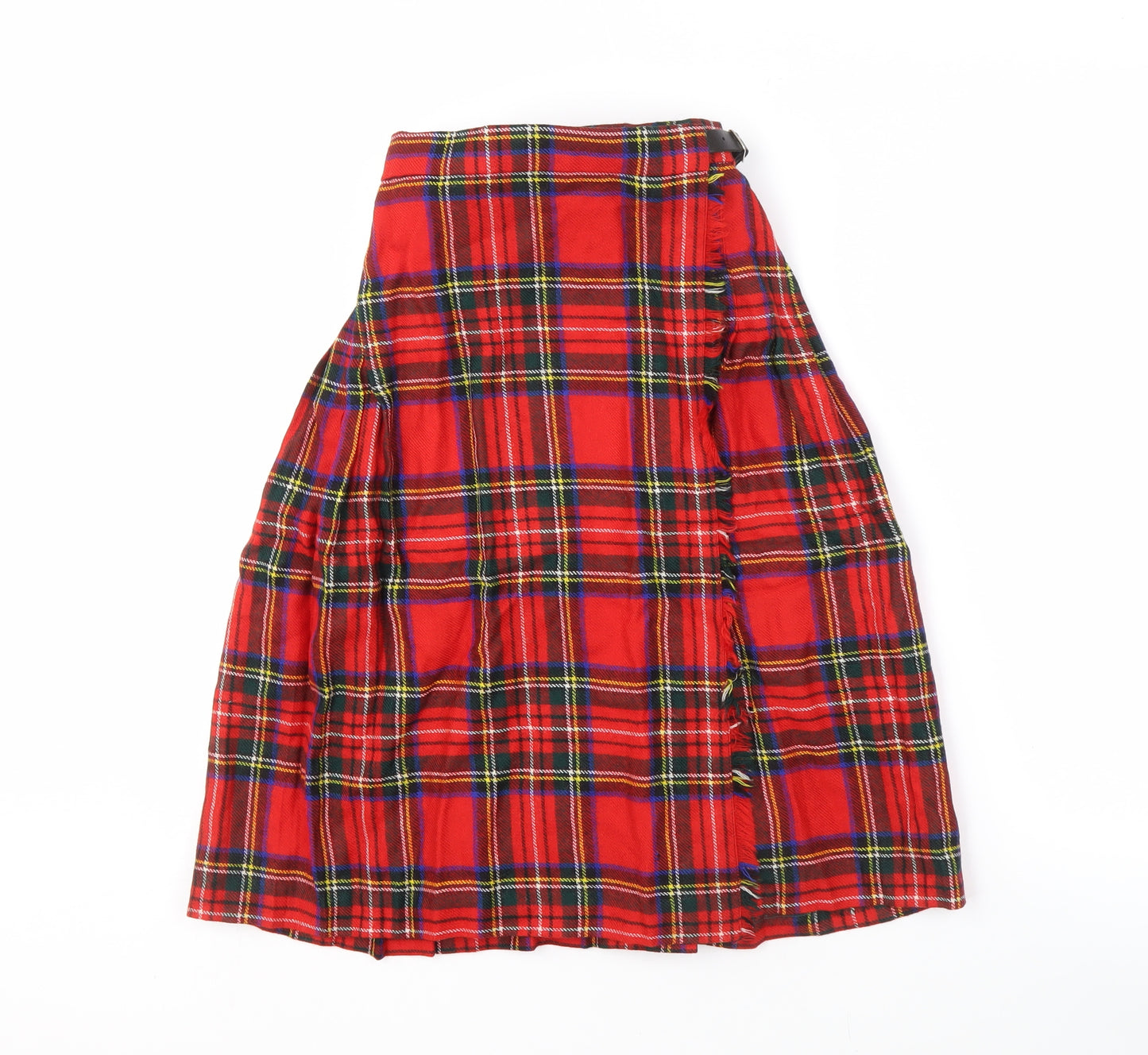 Highland Home Industries Scottish Red Pleated Wool Check Skirt for Girls 11-12 Years