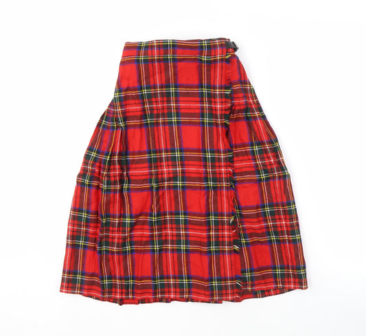 Highland Home Industries Scottish Red Pleated Wool Check Skirt for Girls 11-12 Years