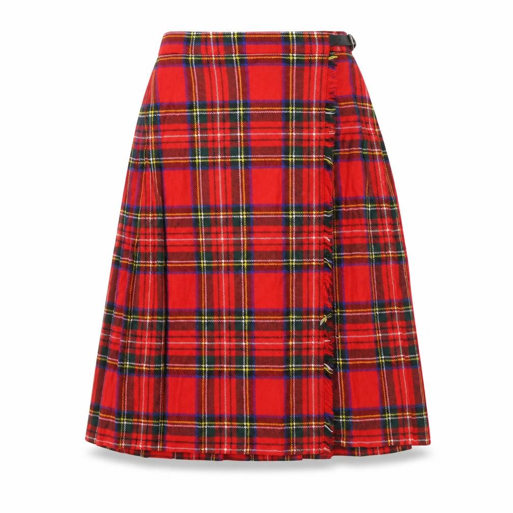 Highland Home Industries Scottish Red Pleated Wool Check Skirt for Girls 11-12 Years