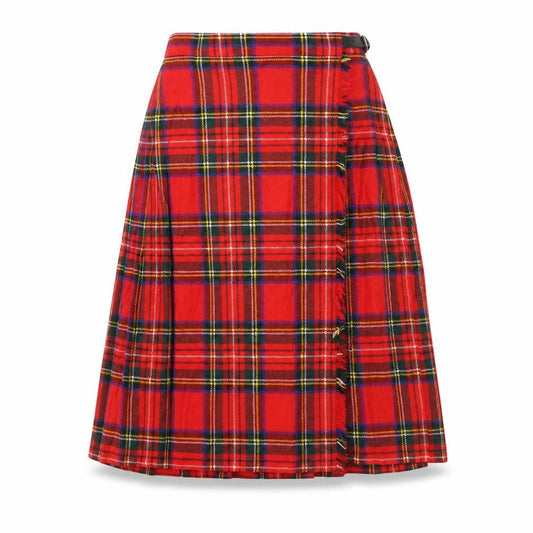 Highland Home Industries Scottish Red Pleated Wool Check Skirt for Girls 11-12 Years