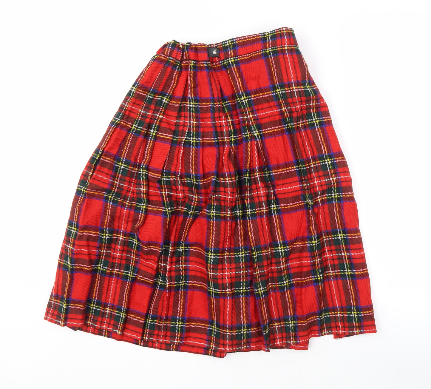 Highland Home Industries Scottish Red Pleated Wool Check Skirt for Girls 11-12 Years
