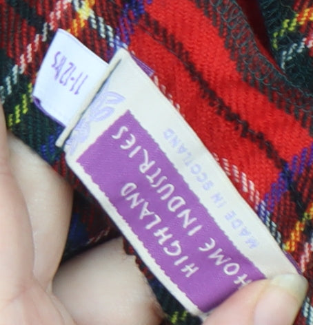 Highland Home Industries Scottish Red Pleated Wool Check Skirt for Girls 11-12 Years