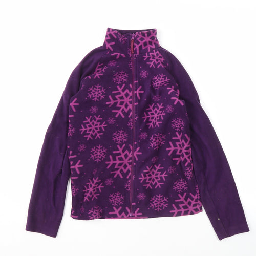 Mountain Warehouse Girls Purple Snowflake Fleece Jacket Size 9-10