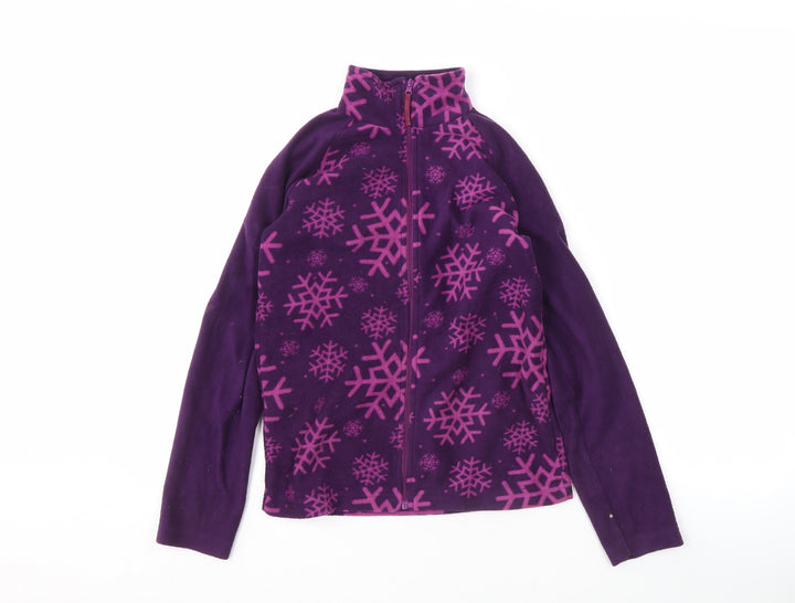 Mountain Warehouse Girls Purple Snowflake Fleece Jacket Size 9-10