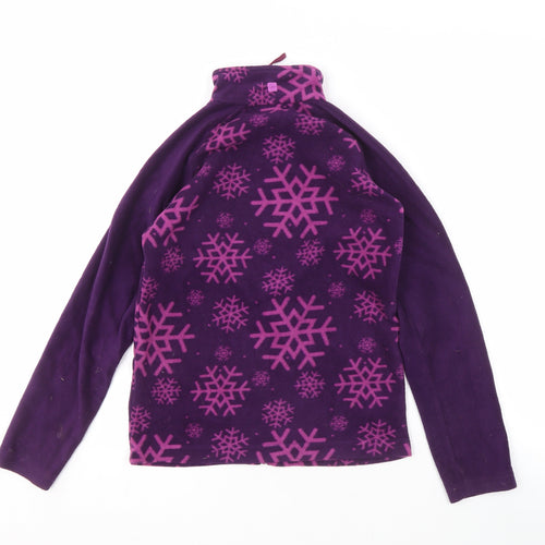 Mountain Warehouse Girls Purple Snowflake Fleece Jacket Size 9-10