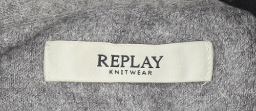 Replay Men's Grey Pullover Hoodie, S, Knit, Hooded