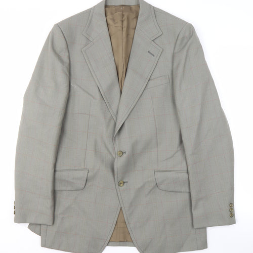 COES Men's Grey Check Blazer 42 Long Notch Lapel