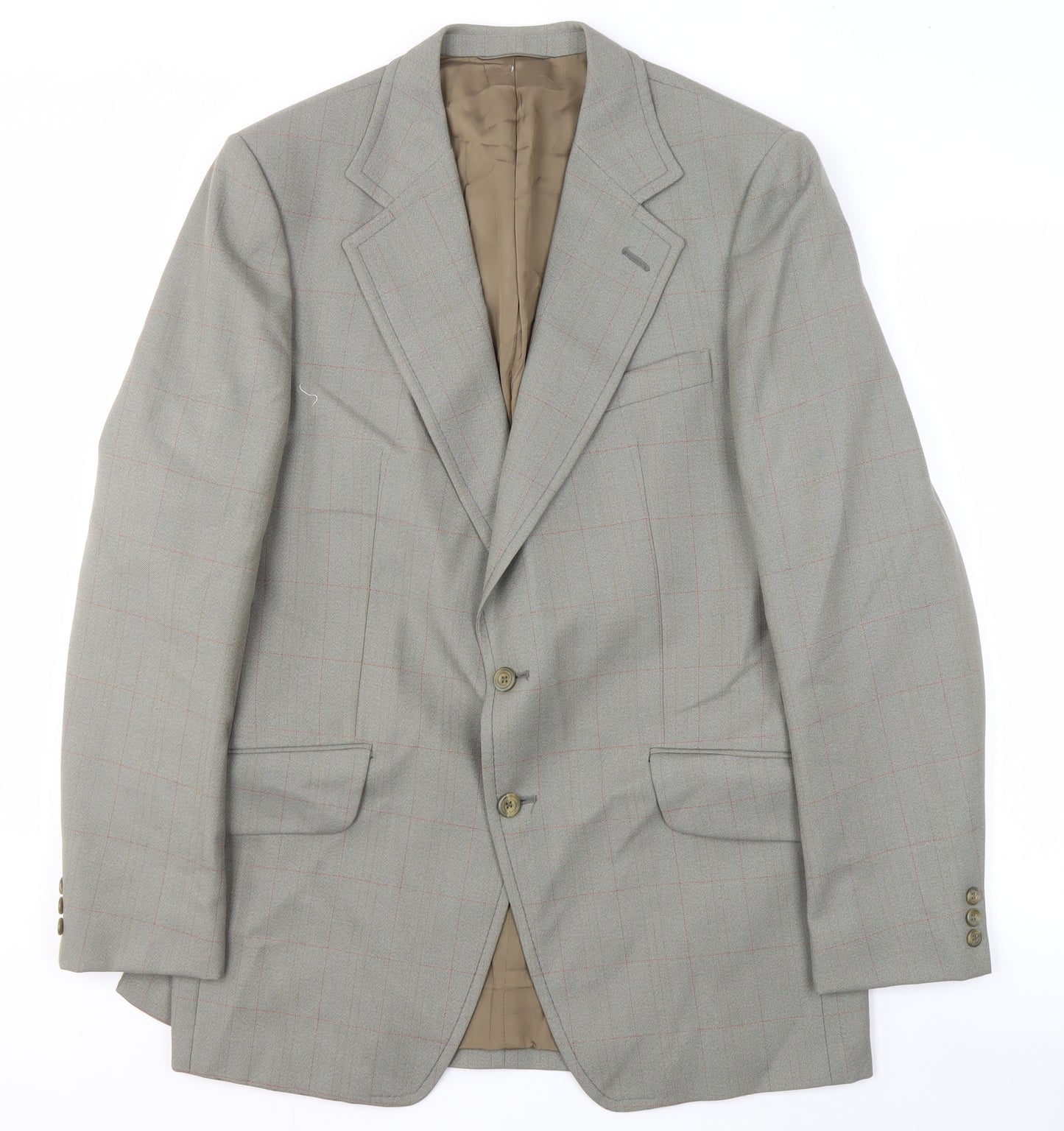 COES Men's Grey Check Blazer 42 Long Notch Lapel