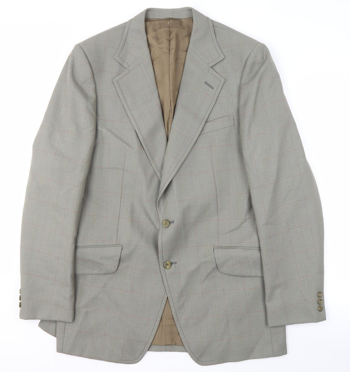 COES Men's Grey Check Blazer 42 Long Notch Lapel