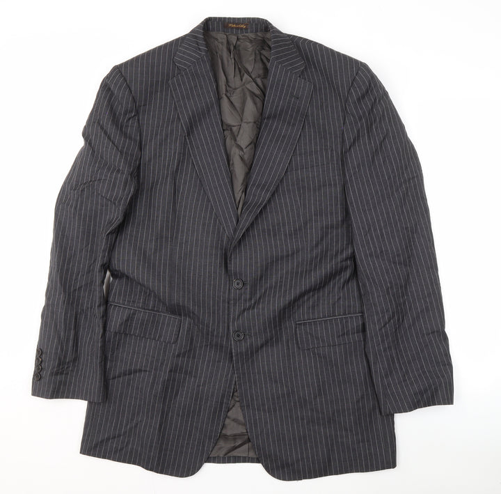 Marks and Spencer Men's Grey Striped Blazer 42L