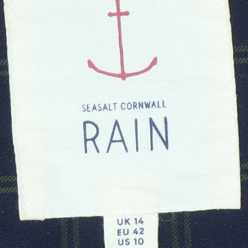 Seasalt Cornwall Women's Blue Hooded Rain Coat Size 14