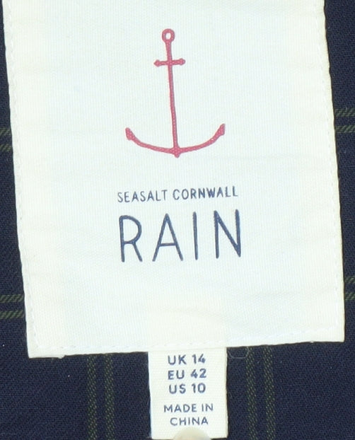 Seasalt Cornwall Women's Blue Hooded Rain Coat Size 14