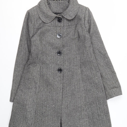 MK Women's Grey Check Overcoat, Size 16, Classic Style
