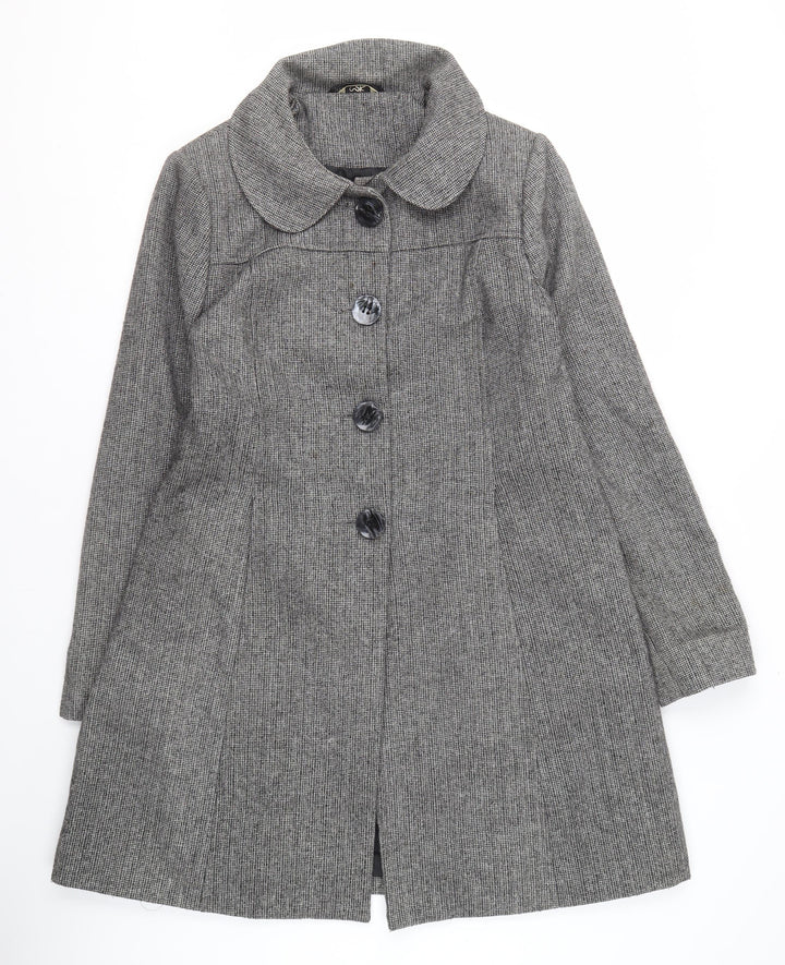 MK Women's Grey Check Overcoat, Size 16, Classic Style