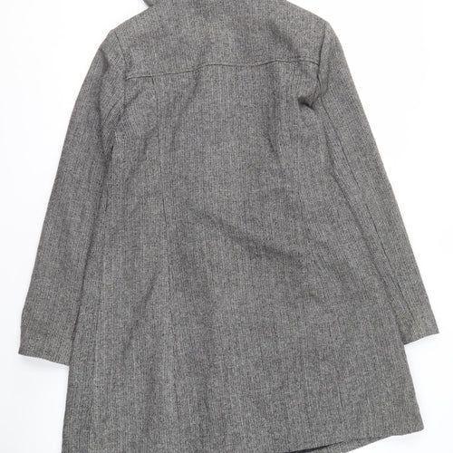MK Women's Grey Check Overcoat, Size 16, Classic Style