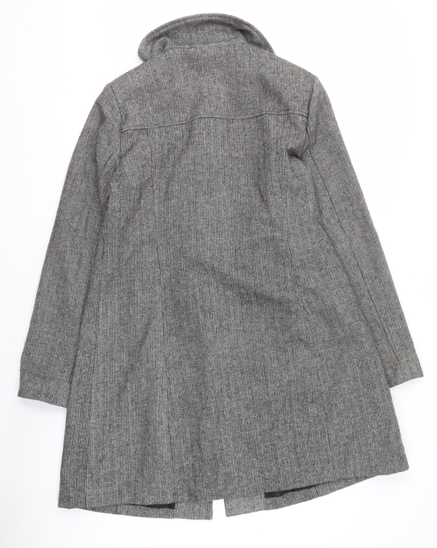 MK Women's Grey Check Overcoat, Size 16, Classic Style