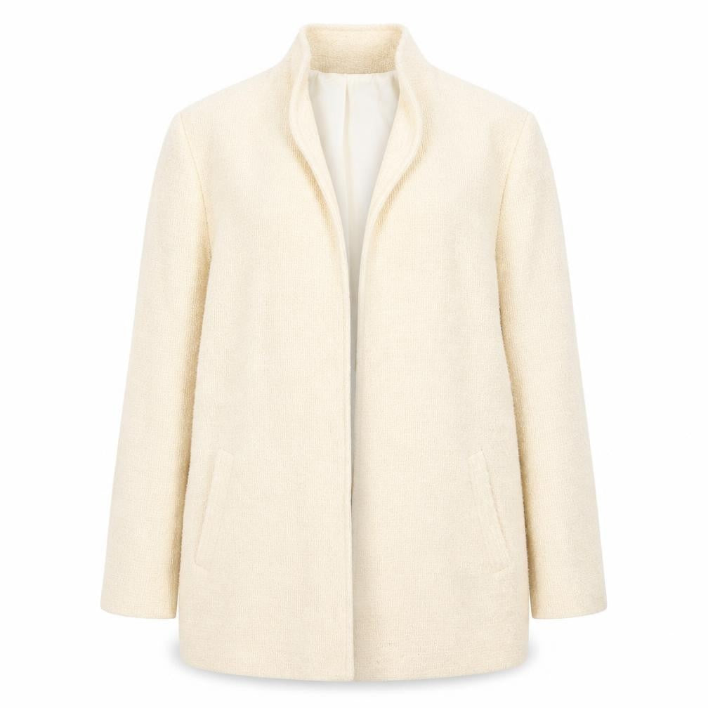 Front view of PAIGE Women's Ivory Wool Coat, size 16
