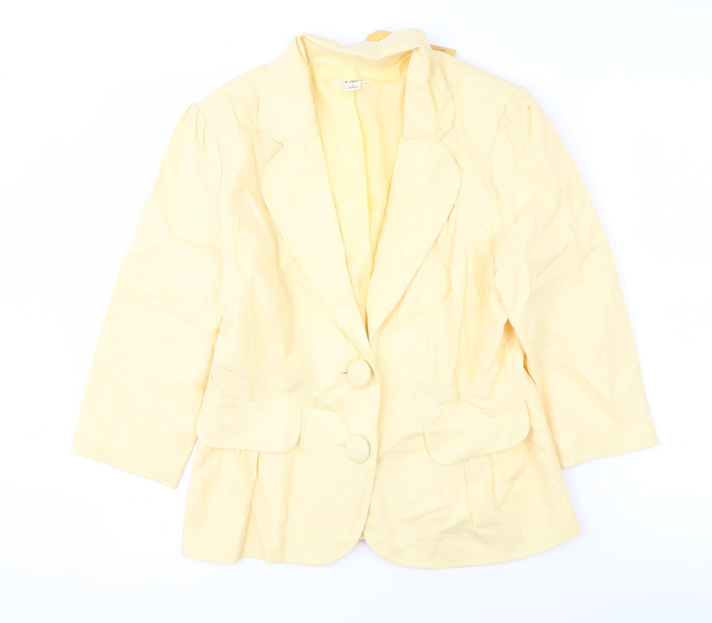 Cato Women's Yellow Linen Blazer, Size 14, Spring Casual
