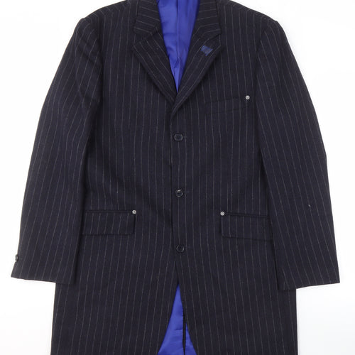 Parkes Men's Navy Striped Blazer, L, Long Formal Jacket