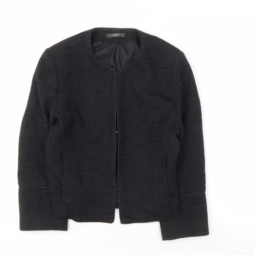 Esprit Women's Black Jacket Size 8, Tweed Zip