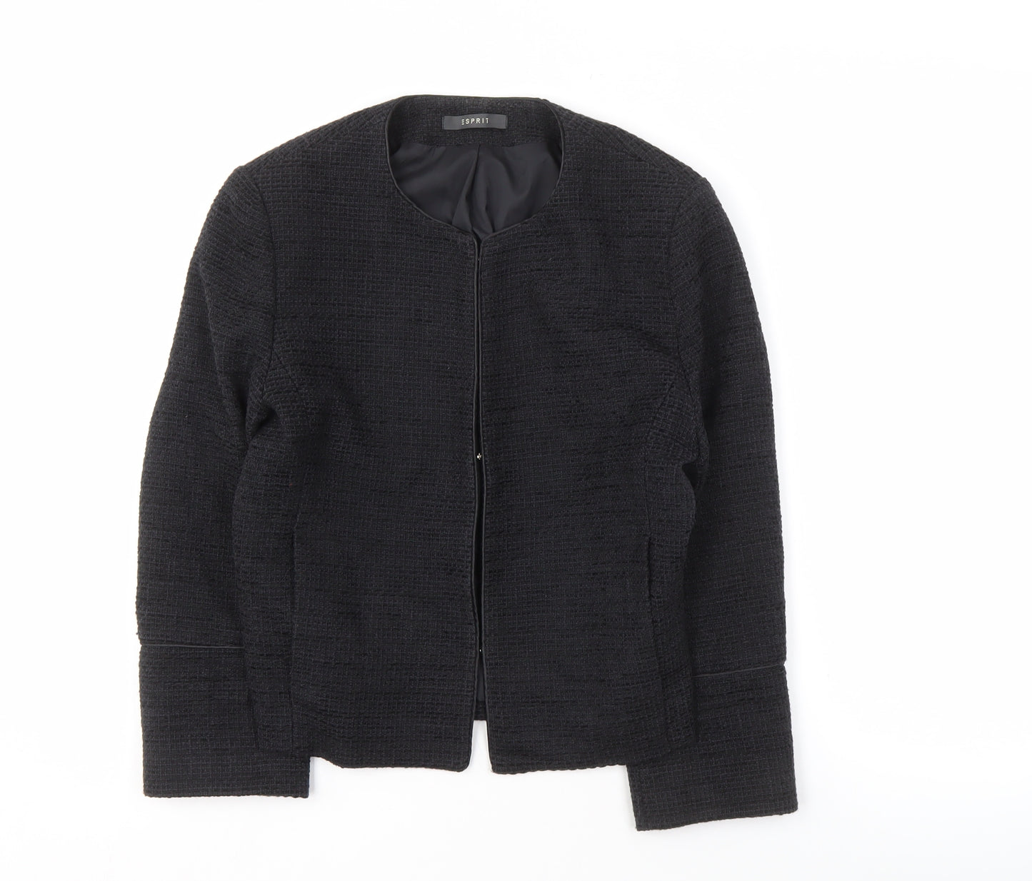 Esprit Women's Black Jacket Size 8, Tweed Zip