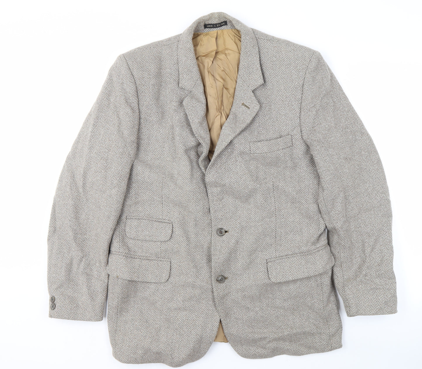 Dunn & Co Men’s Grey Herringbone Wool Blazer 42R