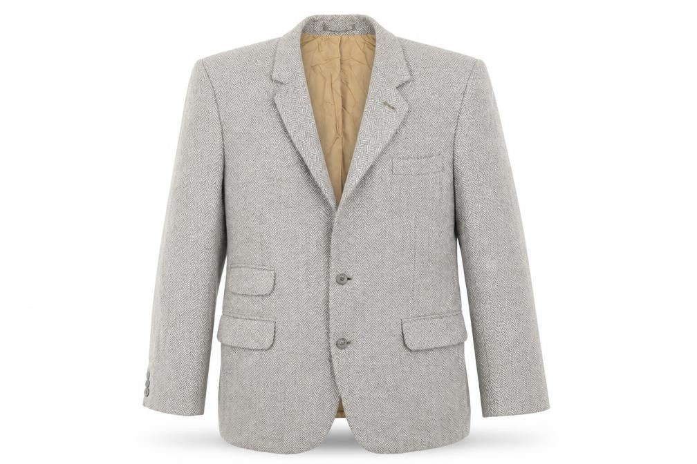 Front view of Dunn & Co Men’s Grey Herringbone Wool Blazer 42R