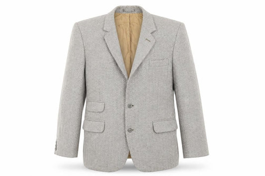 Front view of Dunn & Co Men’s Grey Herringbone Wool Blazer 42R