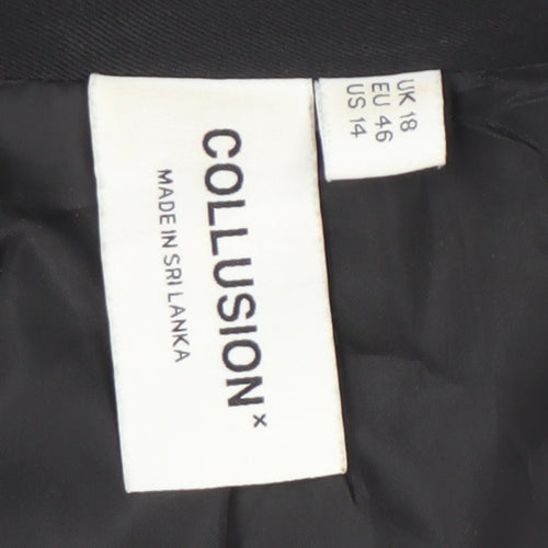 Collusion Women's Black Blazer, Size 18, Notch Lapel