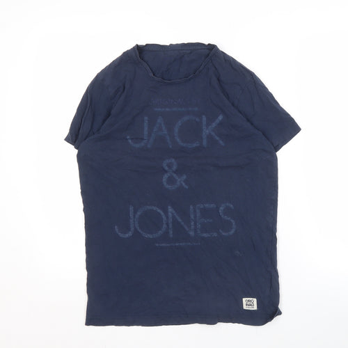 Jack & Jones Men's Blue Cotton T-Shirt, Size M