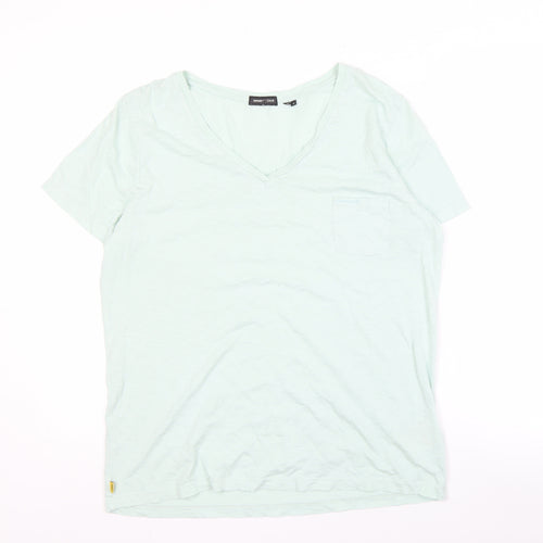 Superdry Women’s Green V-Neck T-Shirt Size 14