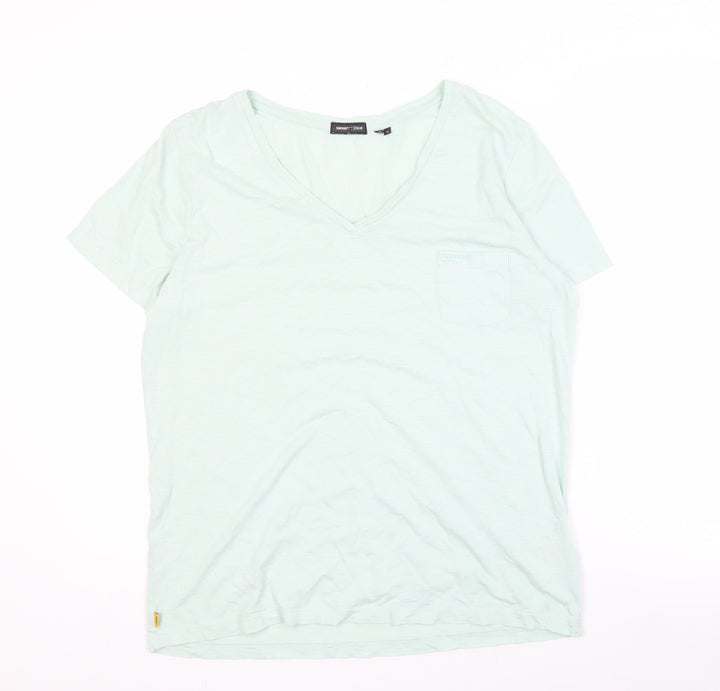 Superdry Women’s Green V-Neck T-Shirt Size 14