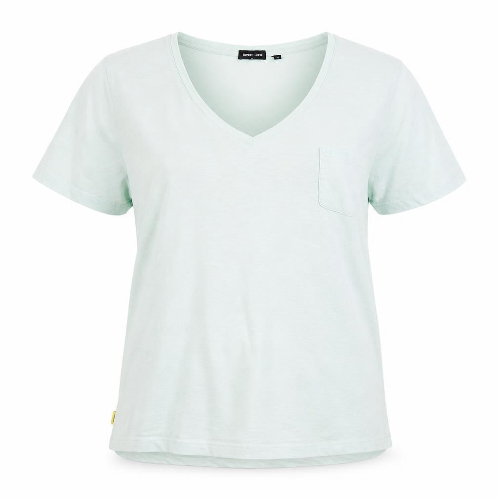 Superdry Women’s Green V-Neck T-Shirt Size 14