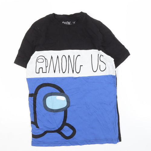 Among Us Boys T-Shirt, Black & Blue, 11-12 Years, Graphic Print