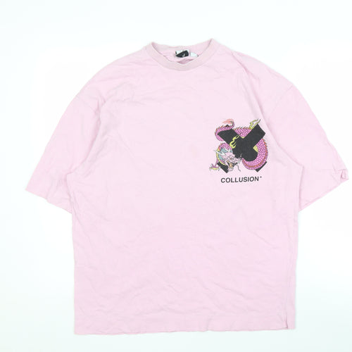Collusion Men's Pink Anime Dragon Graphic T-Shirt, Size 32