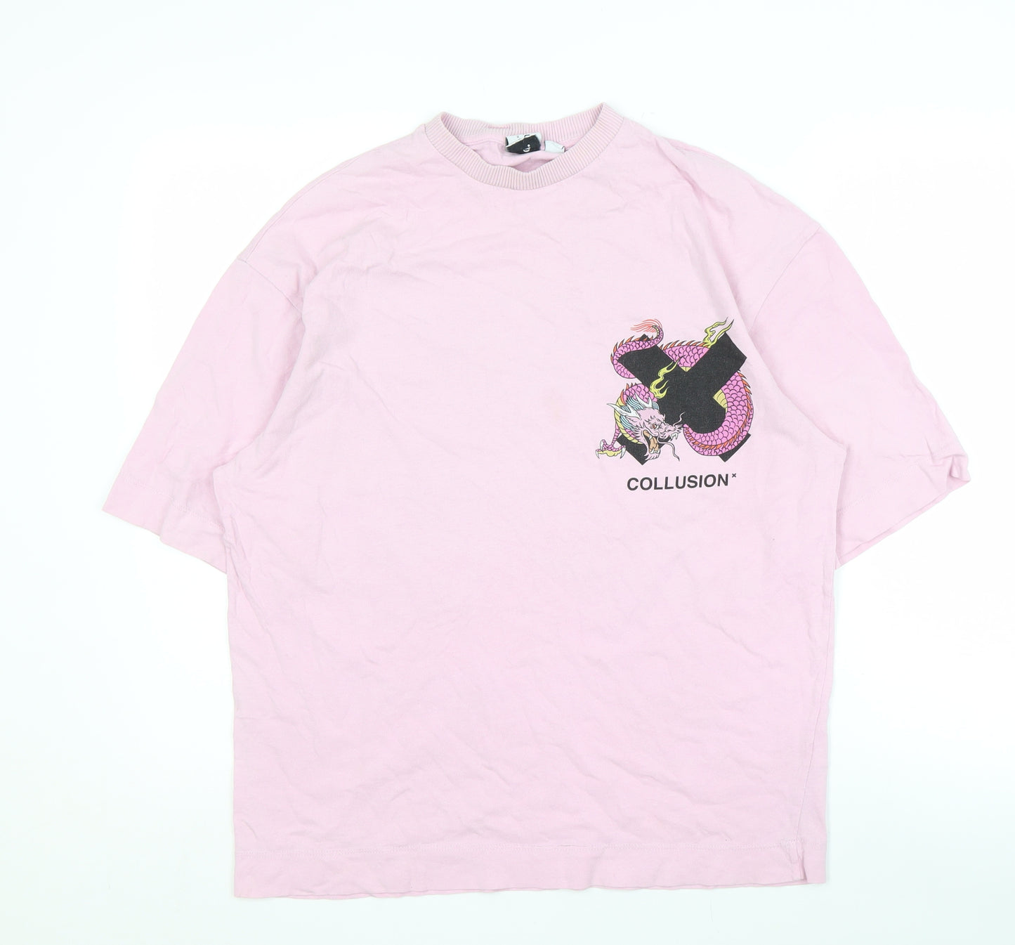 Collusion Men's Pink Anime Dragon Graphic T-Shirt, Size 32