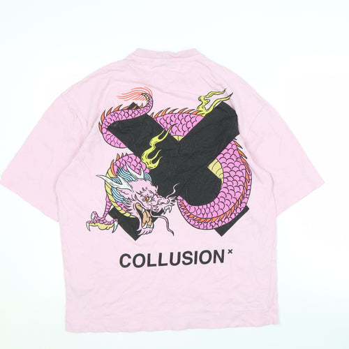 Collusion Men's Pink Anime Dragon Graphic T-Shirt, Size 32